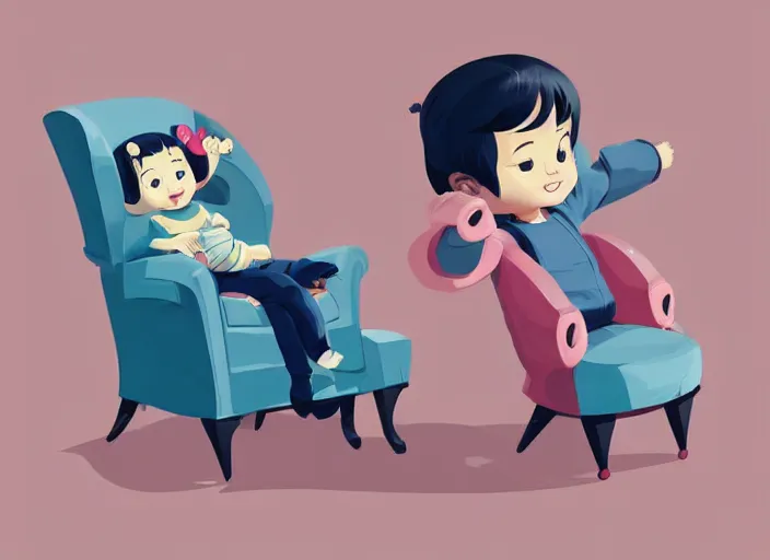 Image similar to a happy baby sitting in an armchair. clean cel shaded vector art. shutterstock. behance hd by lois van baarle, artgerm, helen huang, by makoto shinkai and ilya kuvshinov, rossdraws, illustration, art by ilya kuvshinov