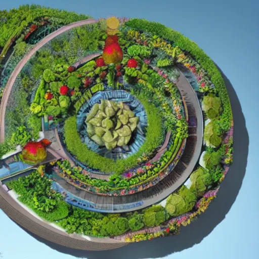 Prompt: An organic city on top of a giant flower, concept art