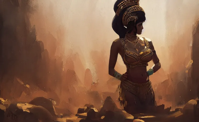 Image similar to A painting of a Cleopatra trending on artstation in the style of Greg Rutkowski