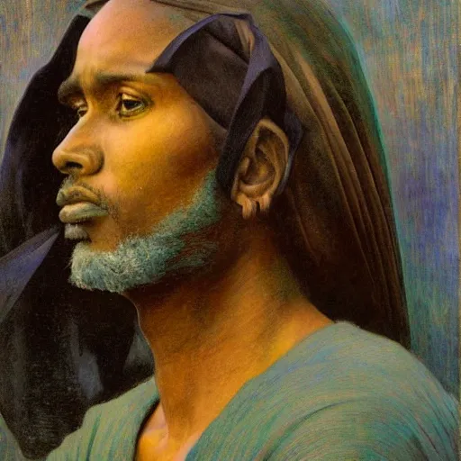 Prompt: masterpiece, somali man with long hair, sculpture from islamic civilization, by annie swynnerton and diego rivera and nicholas roerich and jean delville and charlie bowater, symbolist, dramatic lighting, god rays, art brut, rich colors, smooth sharp focus, extremely detailed, adolf wolfli and ( donato giancola and bilibin )