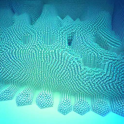 Image similar to cellular automaton that turns into slime mold according to golden ratio pattern. highly 3 d rendering in octane and vray beautiful mystical light, mist, sigma 2 4 mm