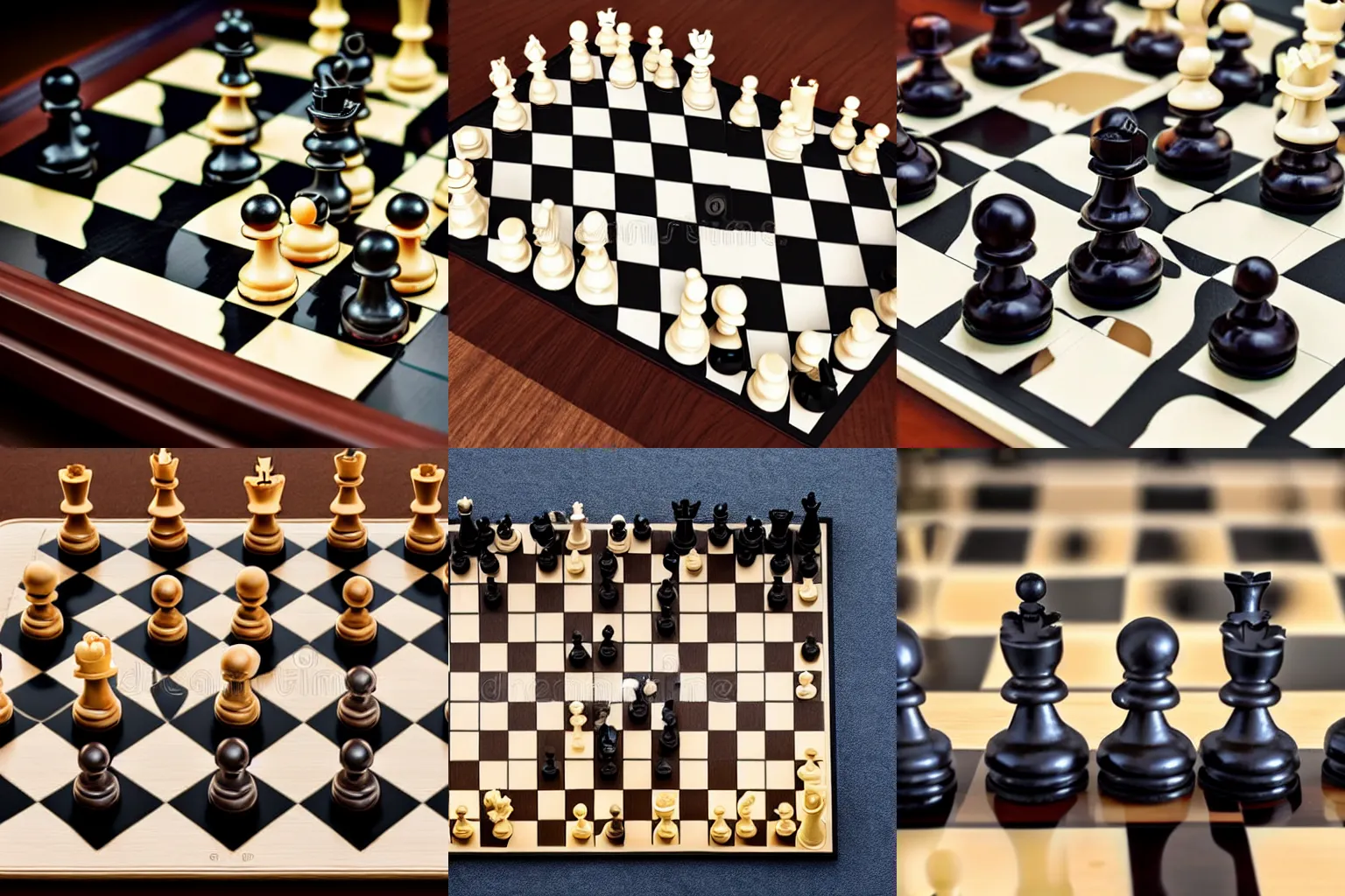 Prompt: hyper-realistic photo of a complicated chess position, stock photography