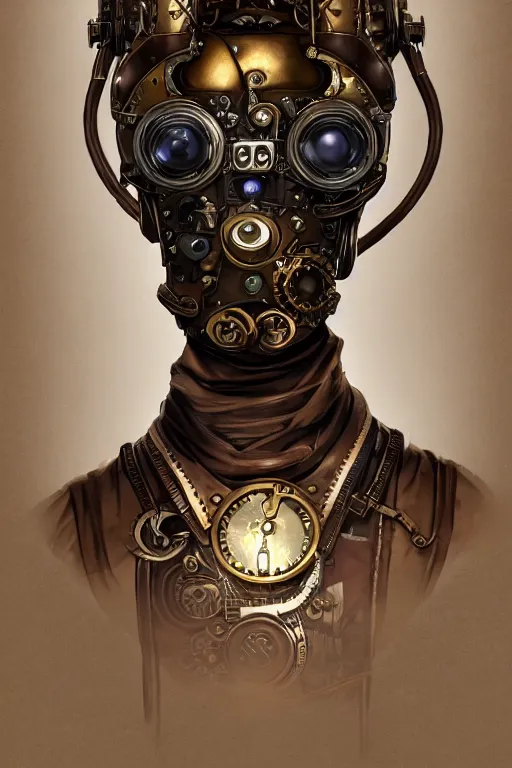 Image similar to steampunk helmet fantasy art mask robot ninja stylized digital illustration sharp focus, elegant intricate digital painting artstation concept art global illumination ray tracing advanced technology chaykin howard and campionpascale and cooke darwyn and davis jack