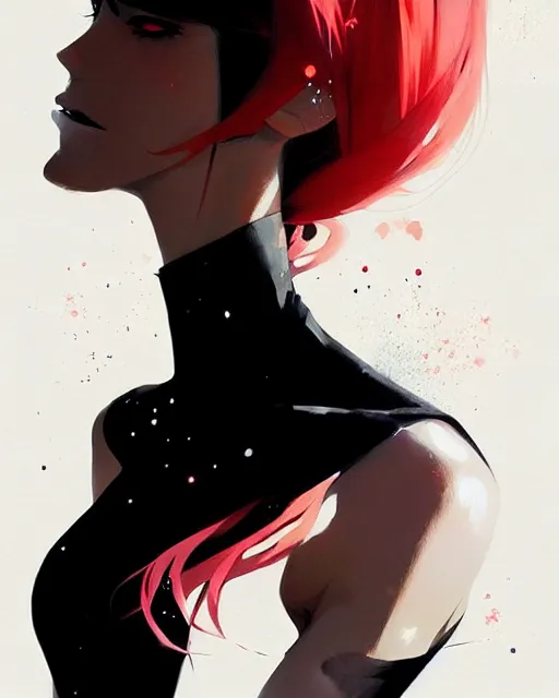 Image similar to a ultradetailed beautiful panting of a stylish woman wearing a black dress, by conrad roset, greg rutkowski and makoto shinkai, trending on artstation