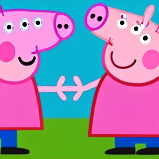 Image similar to peppa pig with his head shaped like a superturbo