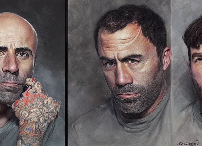 Image similar to a highly detailed beautiful portrait of joe rogan, james gurney, james jean