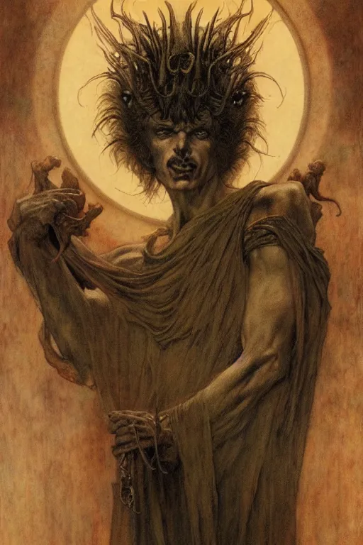 Prompt: a portrait of lucifer by wayne barlowe, gustav moreau, goward,  Gaston Bussiere and roberto ferri, santiago caruso, and austin osman spare, ((((occult art))))