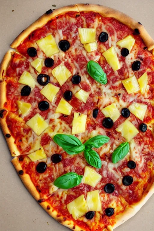 Image similar to pizza on pineapple