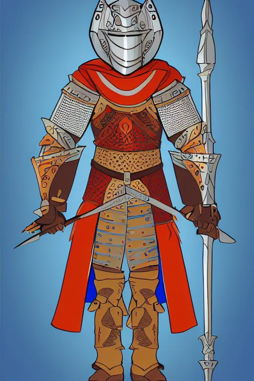 Image similar to Portrait of a lian in a medieval armor, knight, medieval, sticker, colorful, illustration, highly detailed, simple, smooth and clean vector curves, no jagged lines, vector art, smooth