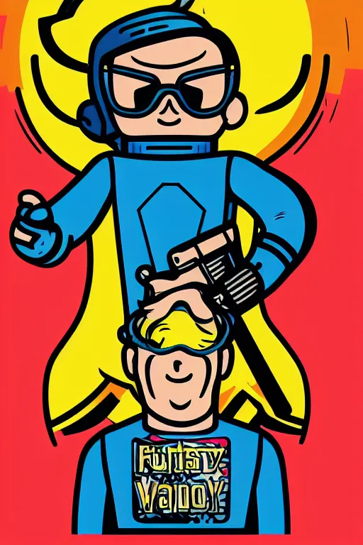 Image similar to fallout 7 6 retro futurist illustration art by butcher billy, sticker, colorful, illustration, highly detailed, simple, smooth and clean vector curves, no jagged lines, vector art, smooth andy warhol style