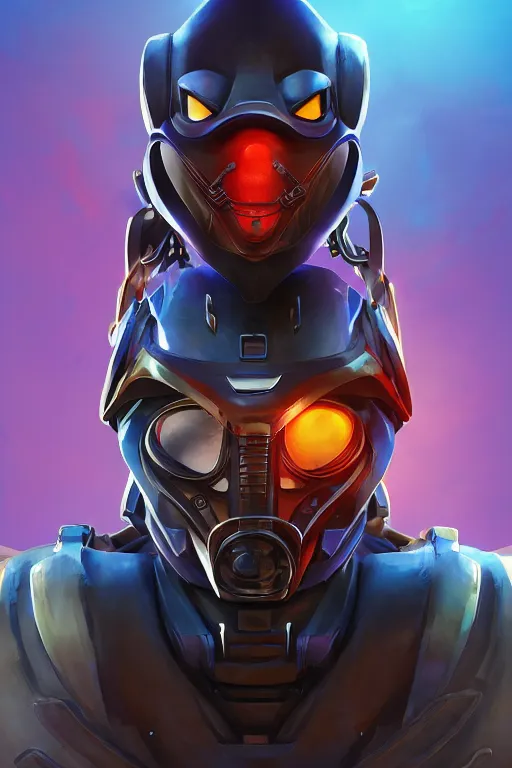 Image similar to epic mask helmet robot ninja portrait stylized as fornite style game design fanart by concept artist gervasio canda, behance hd by jesper ejsing, by rhads, makoto shinkai and lois van baarle, ilya kuvshinov, rossdraws global illumination radiating a glowing aura global illumination ray tracing hdr render in unreal engine 5