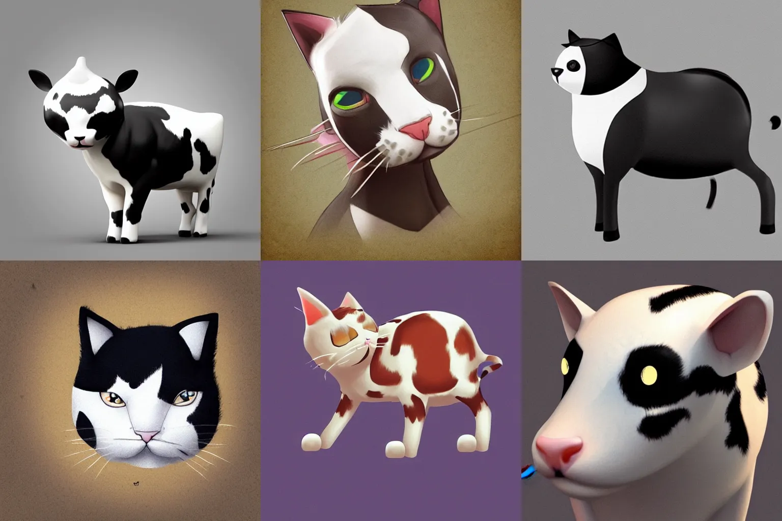 Prompt: A cat that looks like a cow, deviantart, artstation