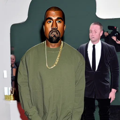 Image similar to kanye west dressed up as an avocado, red carpet photography