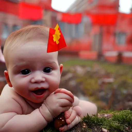 Prompt: a communist baby chick