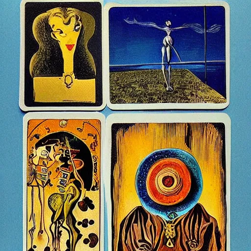 Image similar to tarot cards designed by salvador dali