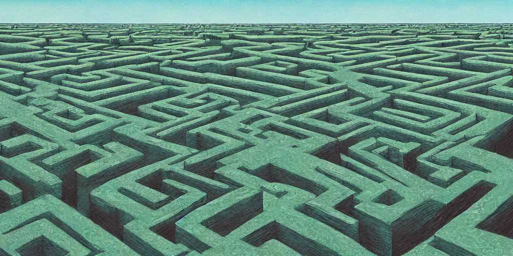 Image similar to the grand landscape of the endless maze, art by kotaro chiba