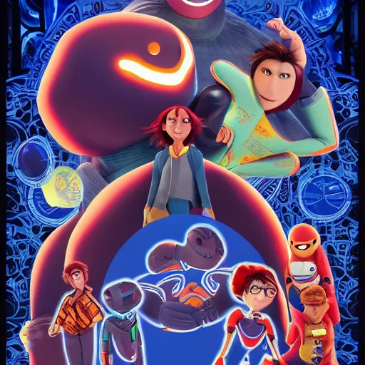 Prompt: big hero 6, detailed and elaborate art nouveau poster