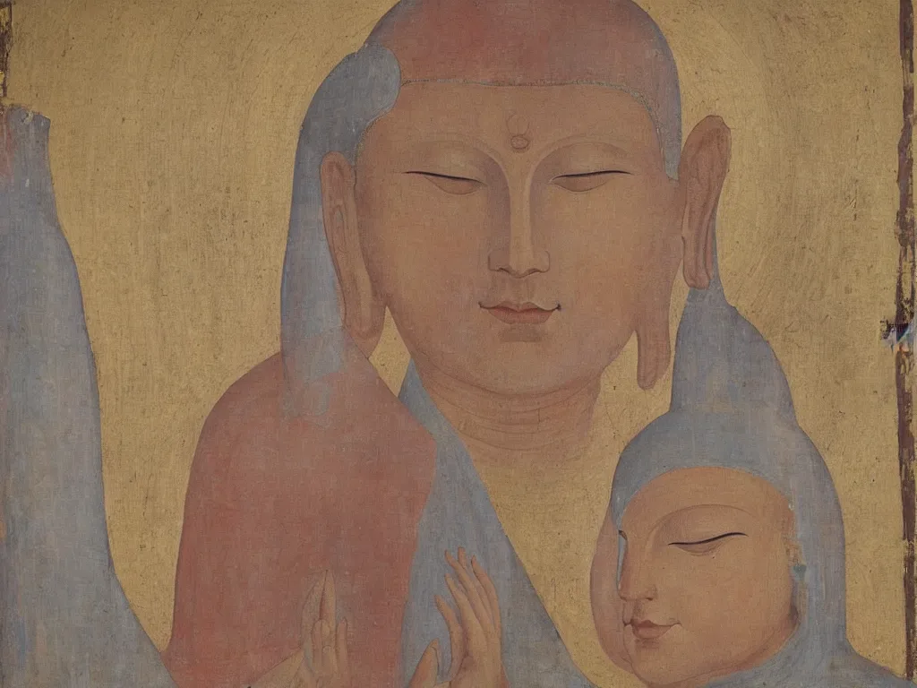 Prompt: Portrait of the Buddha. Painting by Fra Angelico.