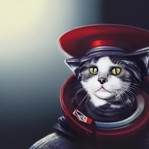 Prompt: cat in the hat as a space marine, portrait, octane, cinematic lighting, symmetrical, detailed