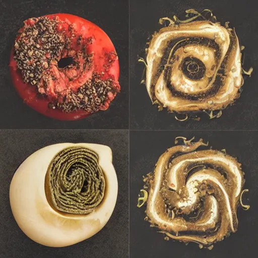 Prompt: strange and disgusting food, that is also futuristic, professional food photography