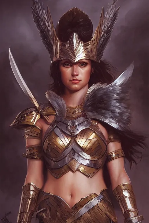 Image similar to amazon valkyrie athena, d & d, fantasy, portrait, highly detailed, headshot, digital painting, trending on artstation, concept art, sharp focus, illustration, art by artgerm and greg rutkowski and magali villeneuve