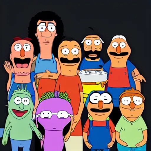 Image similar to The cast of Bob's Burgers as Muppets