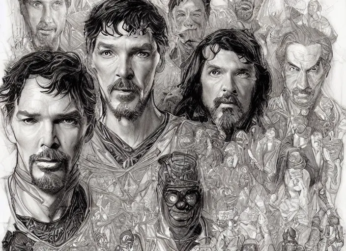 Prompt: a highly detailed radiant portrait of stephen strange, james gurney, james jean