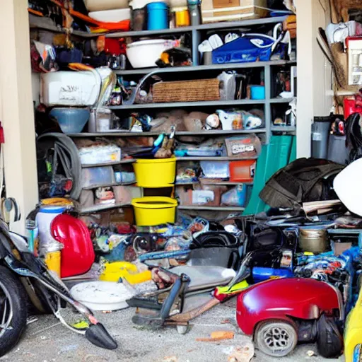 Image similar to garage filled with stuff by hoarder