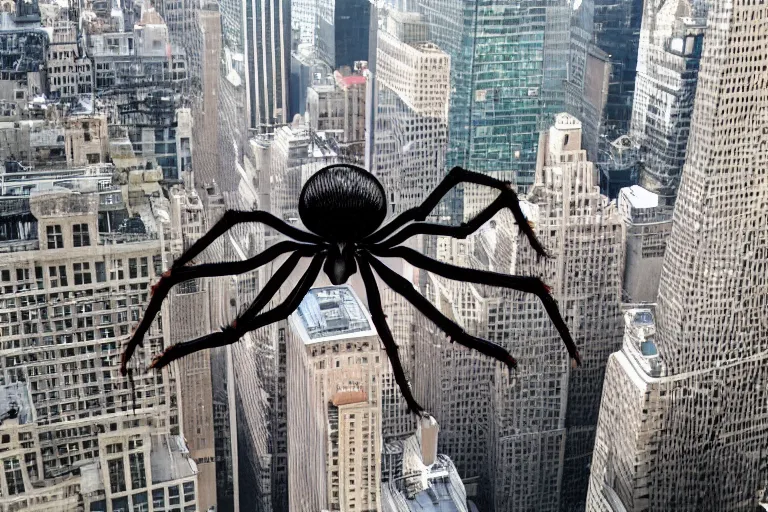 Image similar to A giant spider in the middle of Manhattan