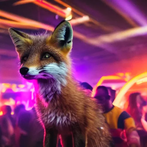 Prompt: fox at a rave