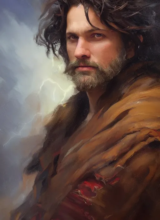 Image similar to portrait of kaladin from the archive of storms. by Daniel F. Gerhartz, hyperrealistic oil painting, 4k, studio lightning, very detailed face