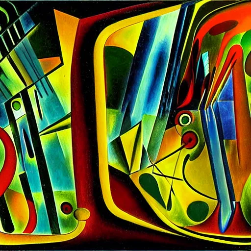 Prompt: a digital painting of a mirror with a black background, a cave painting by roberto matta, pixiv, metaphysical painting, biomorphic, circuitry, fauvism