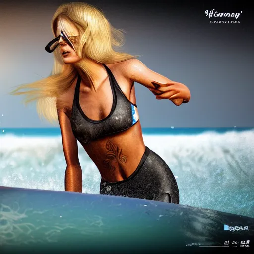 Image similar to illustration is a surfer chick, himhighly detailed, 8 k, cinematic, 3 5 mm, ultra 8 k, photography, vray render, high resolution, photorealistic, photo, realism, sharpphotography, a photograph of, maximum detail, sharp focus, intricate details, highly realistic, cinematic lighting, volumetric lighting, photography, artstation