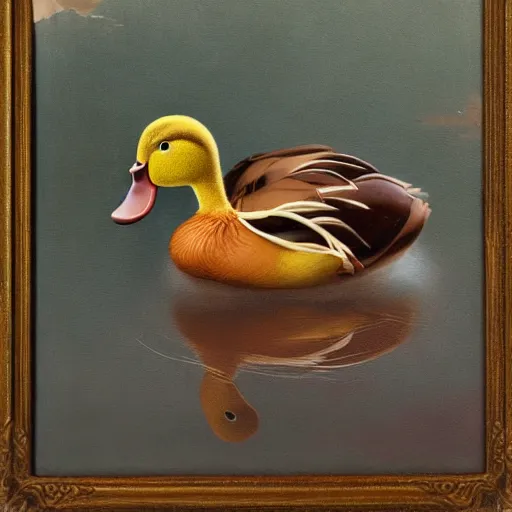 Prompt: a duck on the prowl oil painting ray caesar