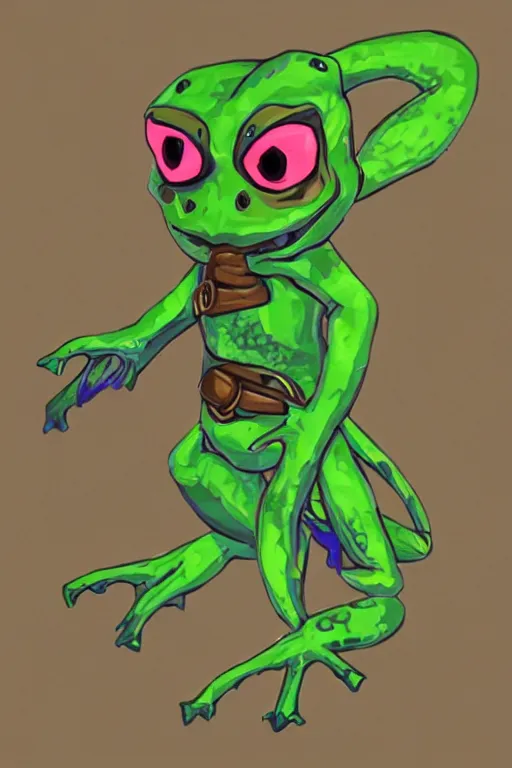 Image similar to an in game portrait of frogmancer from the legend of zelda breath of the wild, breath of the wild art style.