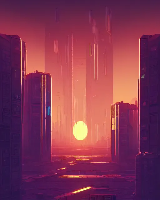 Image similar to beautiful painting of a cyberpunk marseilles inspired by leo ming pei, art by mike winkelmann, golden hour, illustration, highly detailed, simple, smooth and clean vector curves, no jagged lines, vector art, smooth, artstation