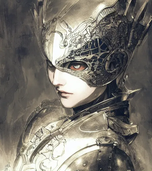 Image similar to portrait of anime woman in armor, pen and ink, intricate line drawings, by craig mullins, ruan jia, kentaro miura, greg rutkowski, loundraw