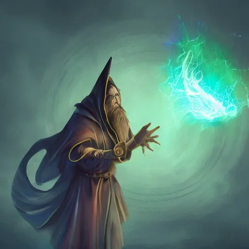 Image similar to wizard casting a spell, digital art, 4 k, fantasy,