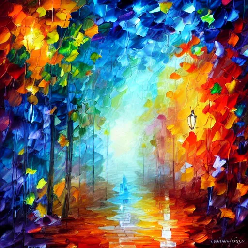 Image similar to fractal artwork by missy gainer at deviantart, style of leonid afremov