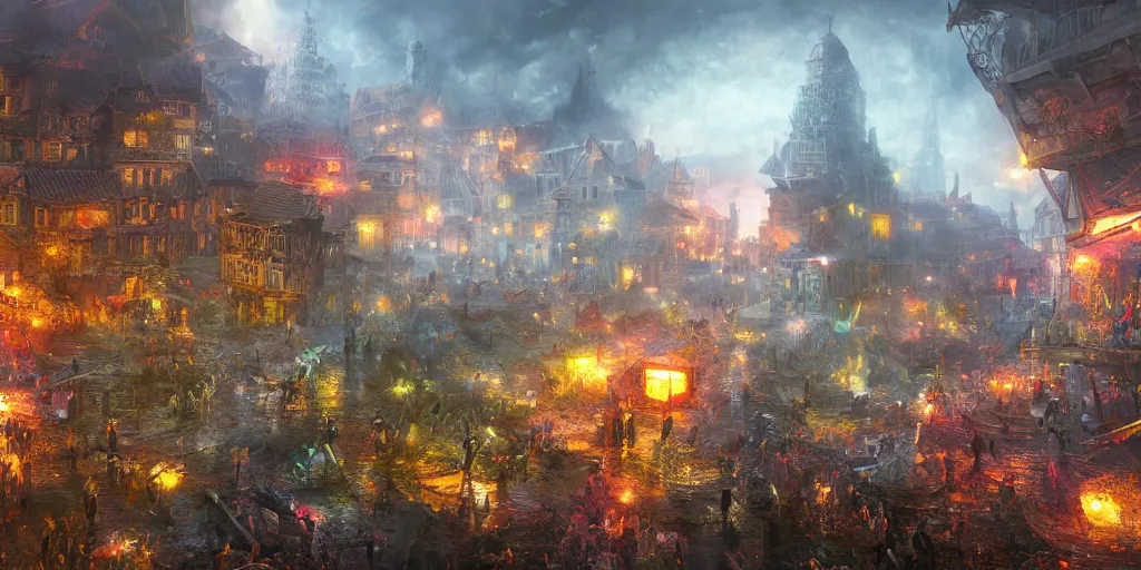 Image similar to and when this happens, and when we allow freedom ring, when we let it ring from every village and every hamlet, from every state and every city, ultrafine highly detailed hyper colorful illustration, sharp focus, rozalski, unreal engine highly rendered, global illumination, radiant light, intricate and detailed environment