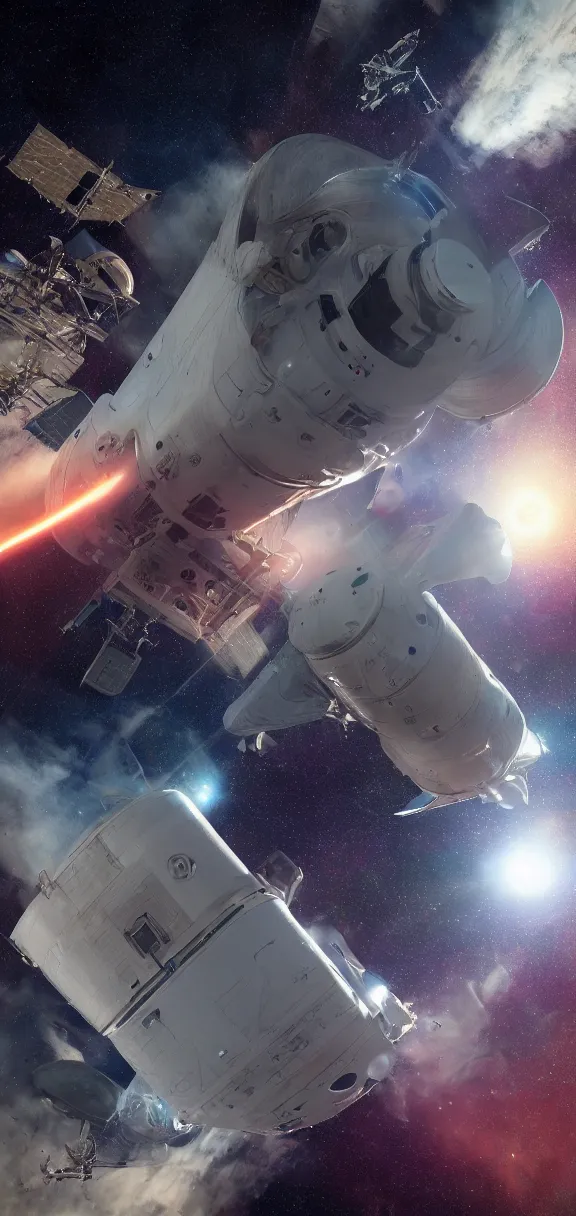 Image similar to photo of 8k ultra realistic spacecraft starship, spacex, clear sky, full of colour, cinematic lighting, battered, trending on artstation, 4k, hyperrealistic, focused, extreme details,unreal engine 5, cinematic, masterpiece, art by John Harris