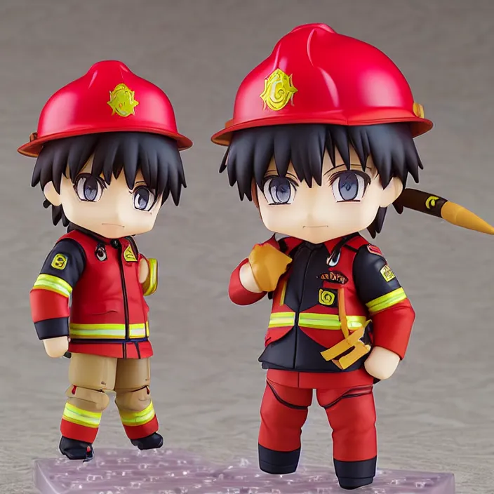 Image similar to an anime nendoroid of the fireman, figurine, detailed product photo