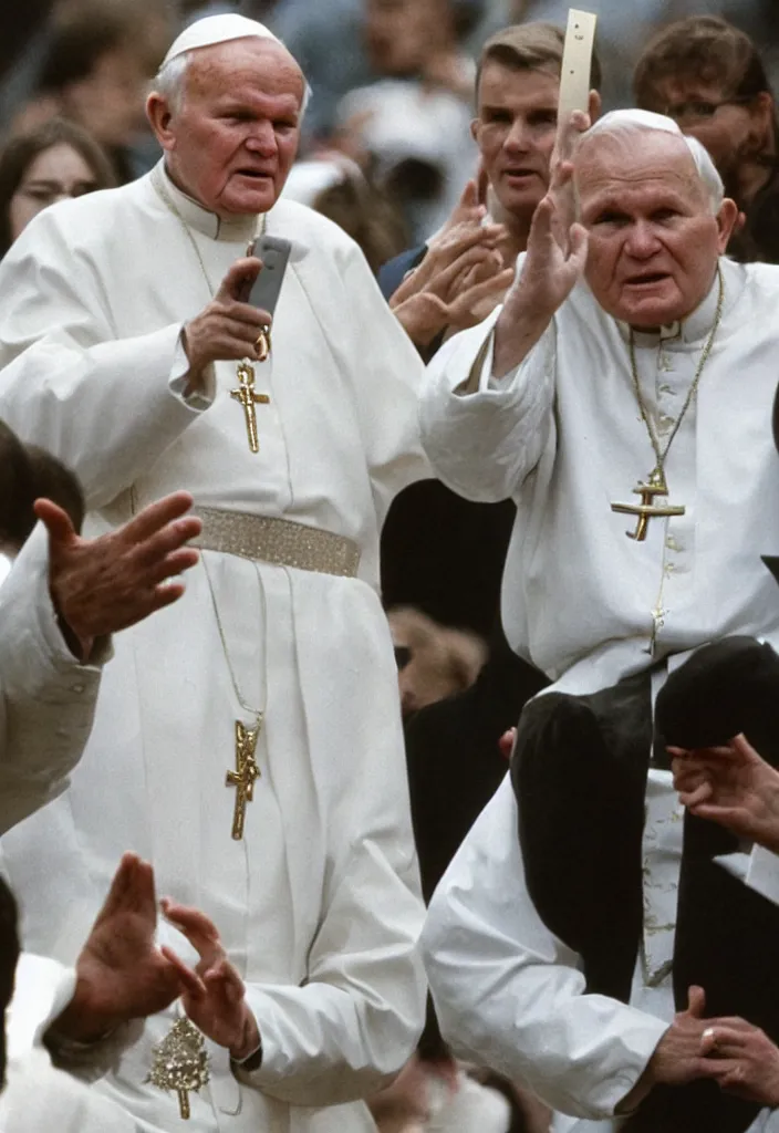 Image similar to john paul ii wearing nike air jordan 1 sneakers