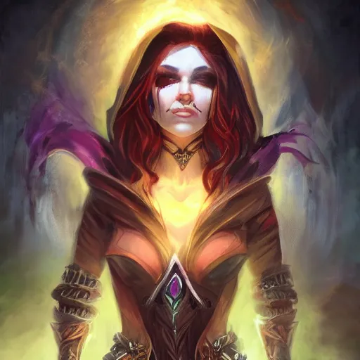 Prompt: potrait of beautiful necromancer from Magic The Gathering