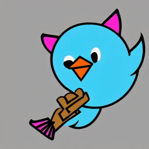 Prompt: twitter bird getting eaten by toxic cat