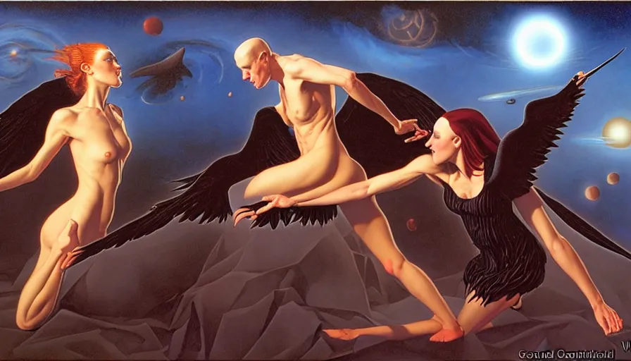 Image similar to the two complementary forces that make up all aspects and phenomena of life, by Gerald Brom,