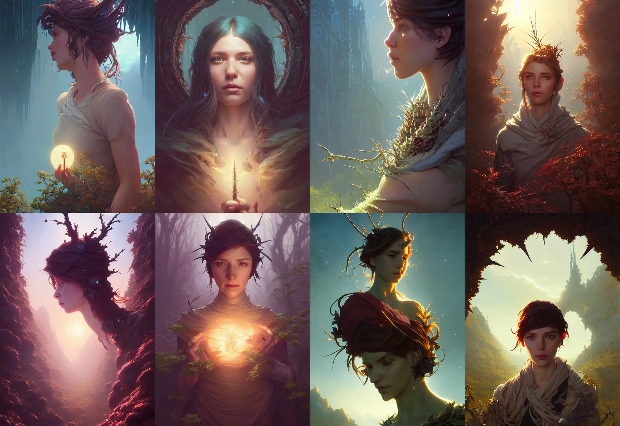 Prompt: highly detailed portrait of a thorn, stephen bliss, unreal engine, fantasy art by greg rutkowski, loish, rhads, ferdinand knab, makoto shinkai and lois van baarle, ilya kuvshinov, rossdraws, tom bagshaw, alphonse mucha, global illumination, radiant light, detailed and intricate environment