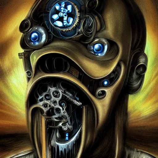 Image similar to Ghost in the machine by Salvator Dali, cyberpunk, masterpiece