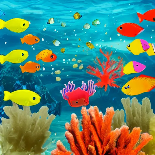 Image similar to meeting of the Fish Party deep under the water