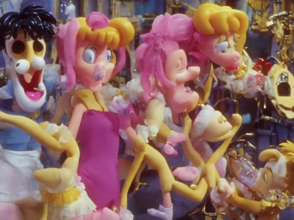 Image similar to Sailor Moon in Wallace and Gromit, close-up of the panic scene, sheer terror and desperation